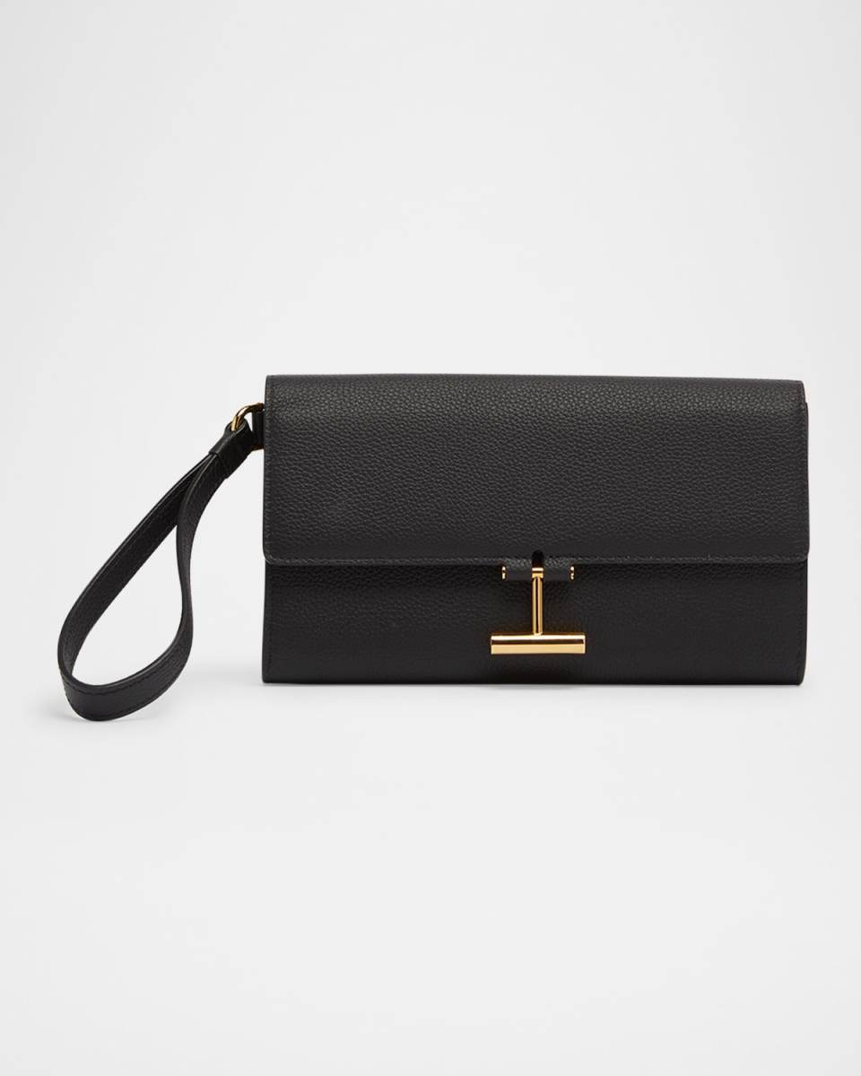 Tara Flap Pouch Wristlet in Grain Leather